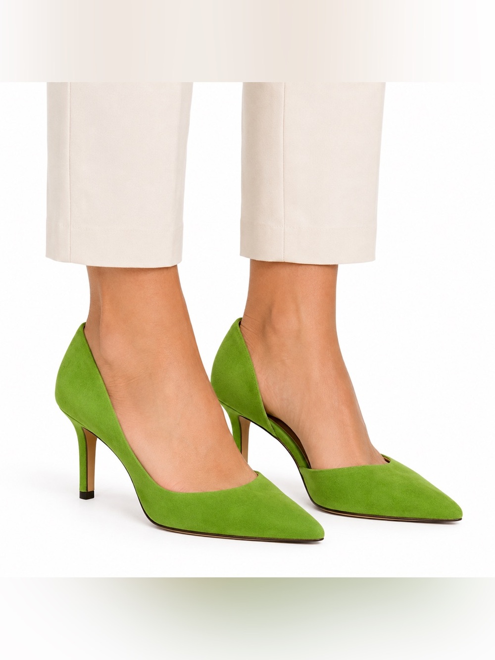J.Crew Made in Italy Green Suede Leather Pointed Toe d’Orsay Pumps 8.5